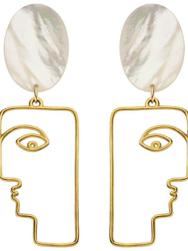 Nina Kastens, „The Face Earrings“, vergoldetes Sterling-Silber mit Perle, ca. 330 Euro