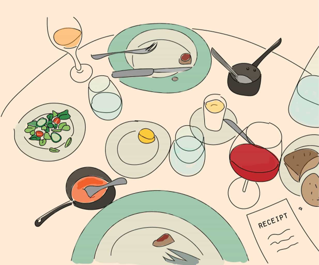 essen grafik zeichnung tisch dinner rechnung
