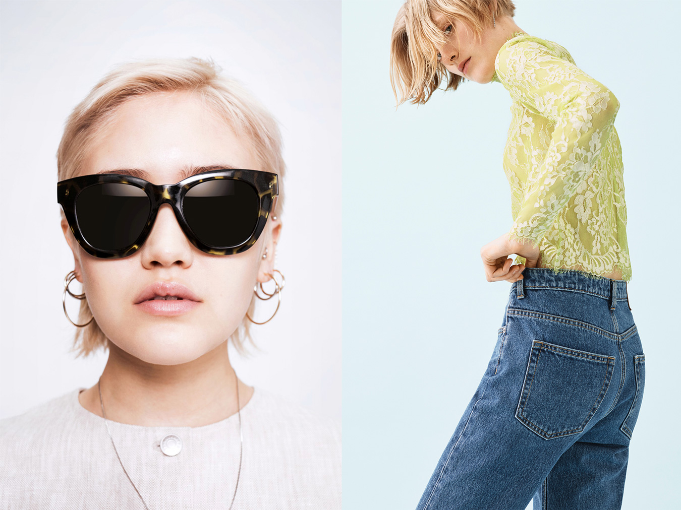 weekday gewinnspiel sonnenbrille jeans model blond